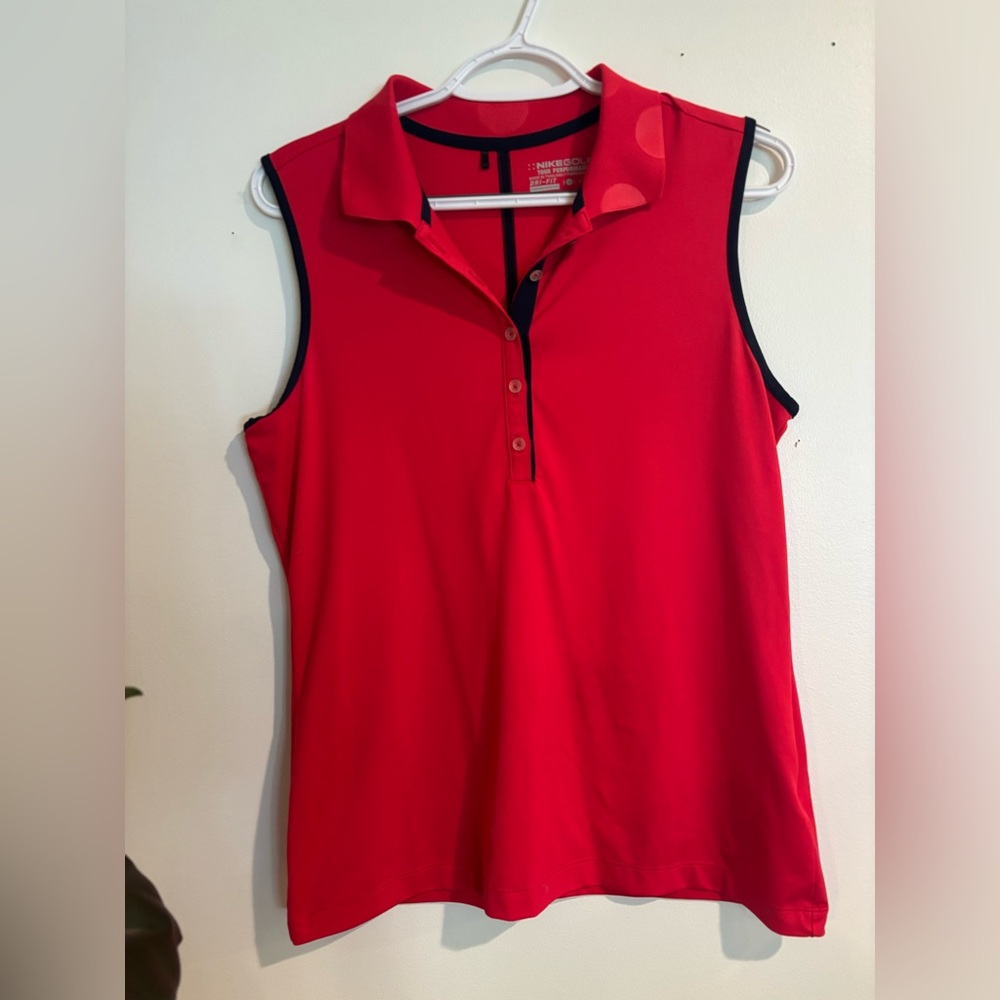 Nike Red Sleeveless Polo Tank Top